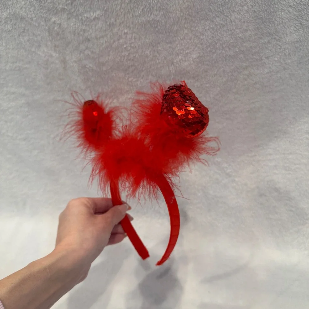 Red Heart Headband‎ Kids Costume Accessory Sequins and Feathers